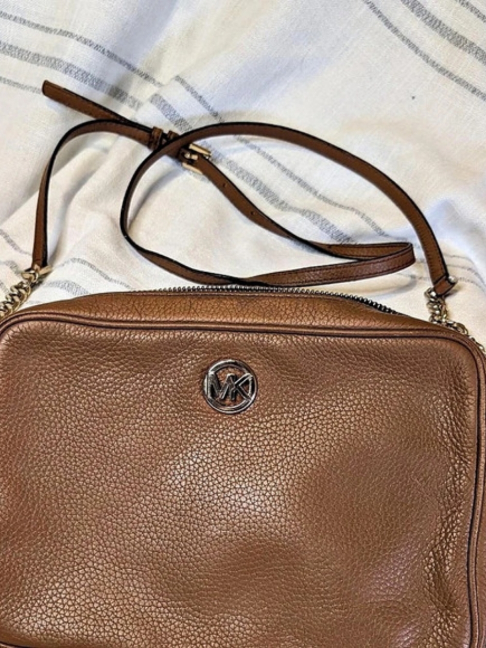 Michael Kors Fulton Large Pebbled Leather Crossbody Bag Brown